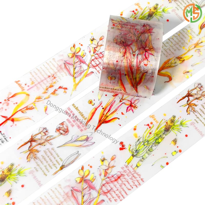 Floral PET Washi Tape Glossy Finish for Scrapbooking