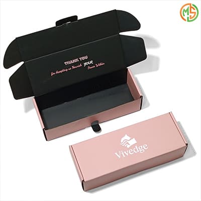 Custom Logo Pink Color Cosmetic Corrugated Packaging Mailer Box