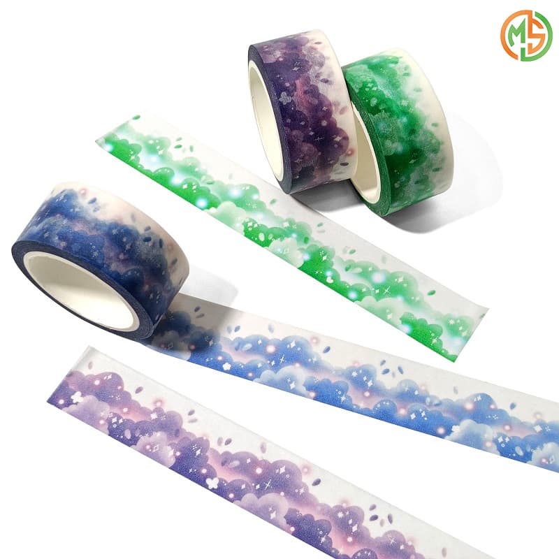 Custom Design & Printed 15mm Colorful Cloud  Washi Tape Custom Design & Printed 15mm Colorful Cloud  Washi Tape