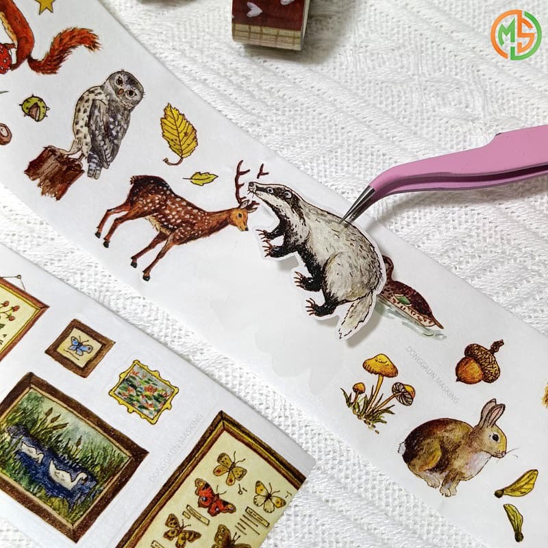 Die-Cut Animal & Mushroom Washi Tape for Creative Craft