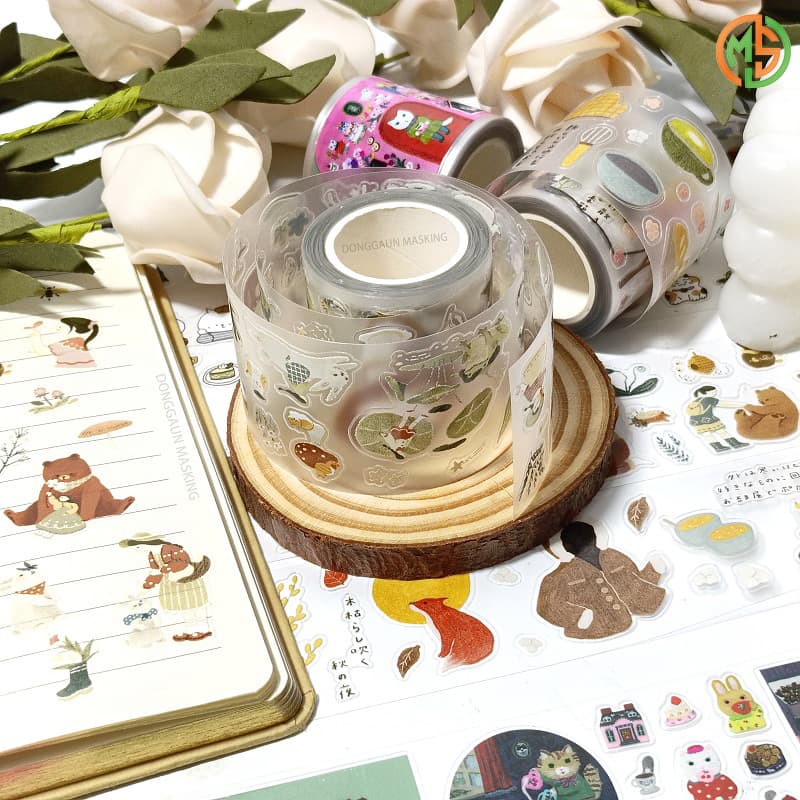 Custom Journaling Decorative Kawaii Animals Series Kiss Cut PET Tape