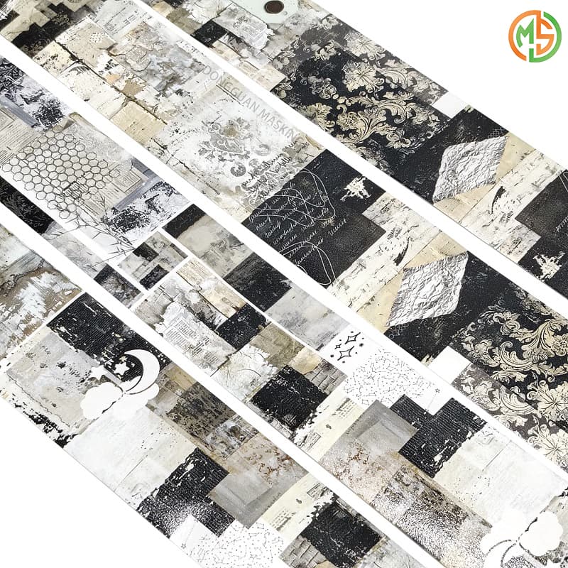 Custom Personalized Design Decorative Vintage Series Black Washi Tape For Diy Decoration